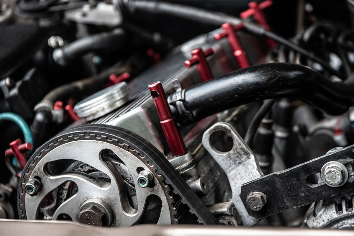 Engine timing belt and camshaft sprocket — illustrative service photograph